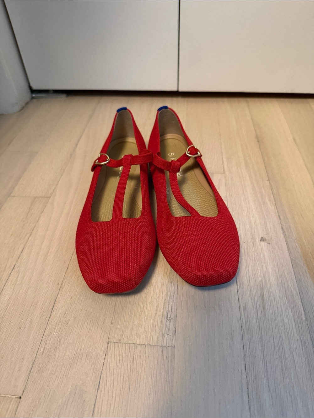 Rothy's Red T‑Strap Knit Mary Jane Flats New 7.5 - Picture 5 of 6